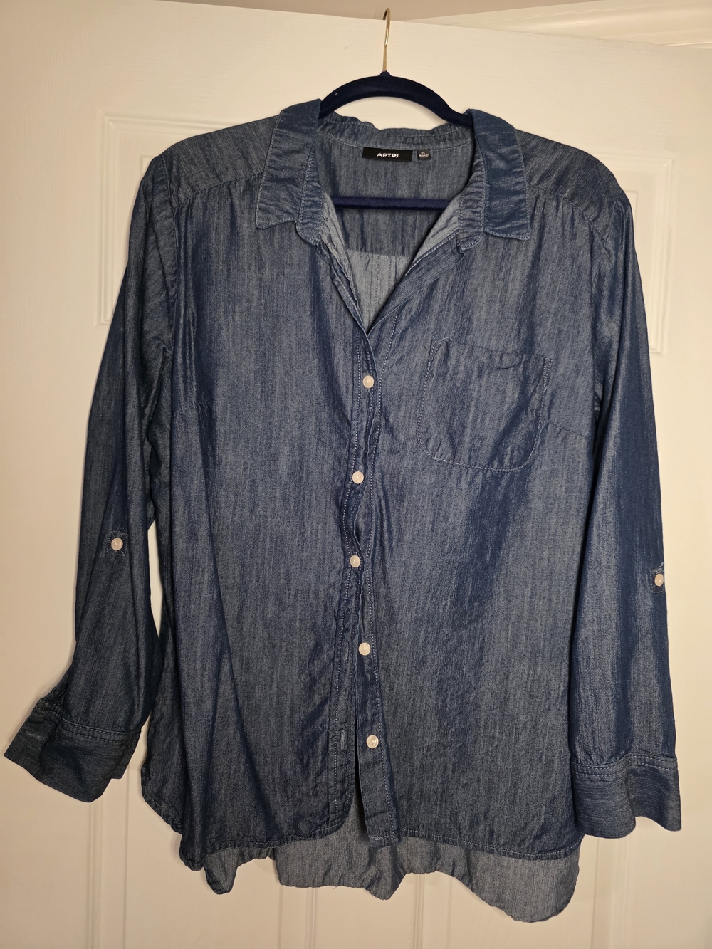 Apt. 9 Women's Denim Button-Down Shirt - Dark Blue